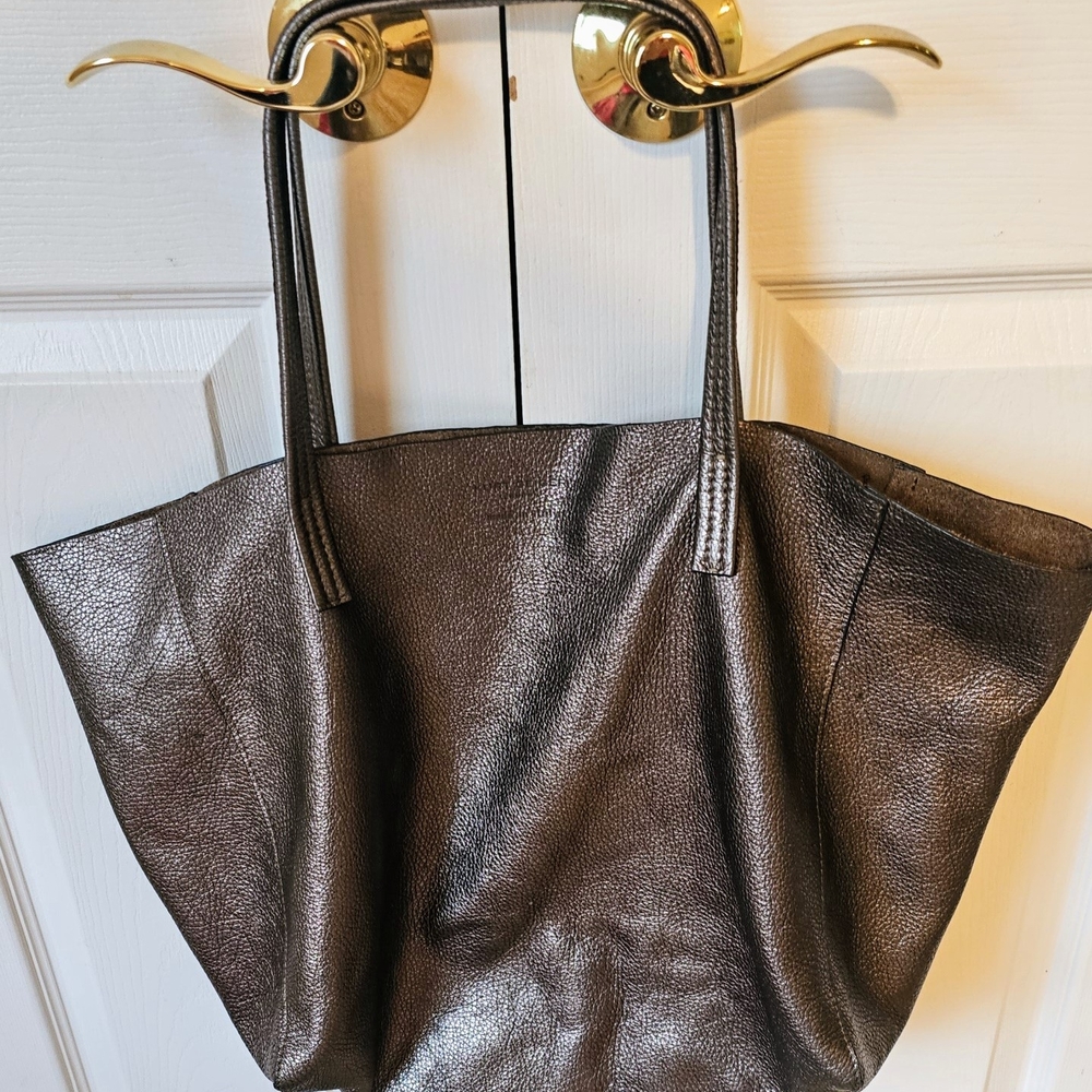 Kurt Geiger Italian Leather Metallic Tote Bag
